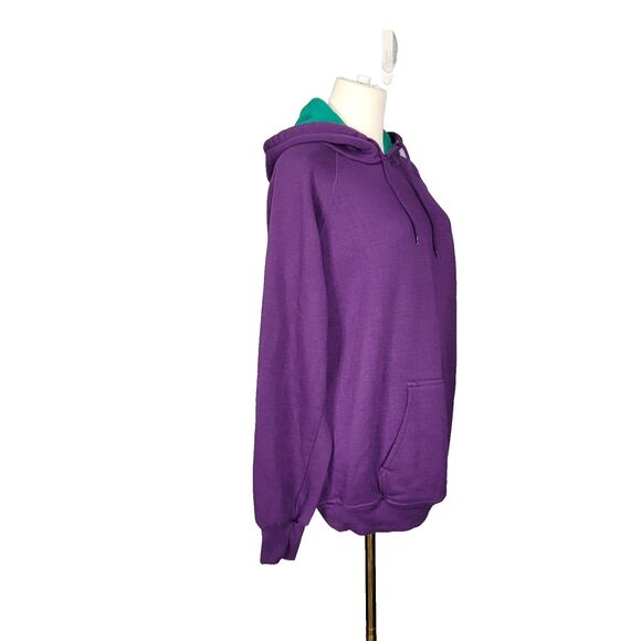 Vintage Macgregor Purple Hoodie Plain Large 26x28 Pullover Pocket Skate Grunge - Picture 9 of 17